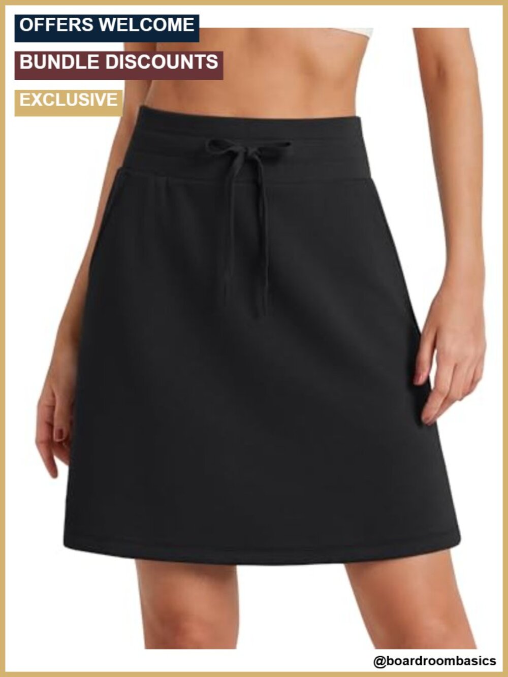 Modal Soft A-Line Skirt with Side Pockets Drawstring Casual Lounge